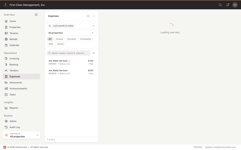 Expenses and bills in UnitConnect